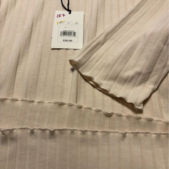 NWT The Nines by Hatch Size L Cream Mock Neck Elbow Sleeve Knit Top - Picture 3 of 5